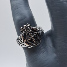 Elegante Anello Uomo Acciaio Artigianale Templare - Diametro 19mm o Misura 21