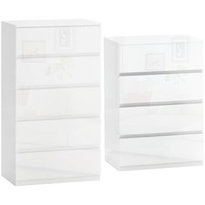 HOMCOM Cassettiera Moderna Cassetti in Truciolato Bianco Lucido