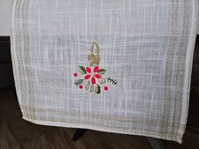 Runner natalizio ricamato a mano in canapa di lino 35 x 150 cm corsia natale