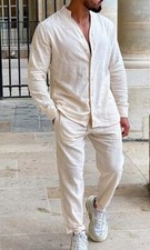 Tuta uomo scollo a V uomo lino