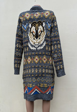 Giacca cardigan donna Khujo Finn taglia L (vedi misura) tigre boho folk accogliente