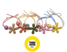 10 elastici capelli con fiore e perlina, elastici capelli fiori, elastici