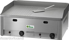 Fry top a gas doppio piastra liscia e rigata in ferro bistecchiera professionale