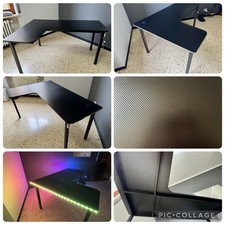 Scrivania angolare nera moderna in metallo – perfetta per PC o ufficio