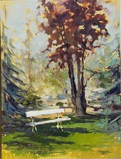 Leo Remigante (Saluzzo 1931-1999). "Festiona - La panchina di Miche (Berra) 1993