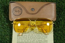 OCCHIALI DA SOLE RAY-BAN B&L USA AVIATOR 58-16 ORO SPARATUTTO AMBRATO ~ VINTAGE!!