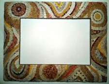 MOSAICO ARTISTICO CORNICE FATTA A MANO TESSERE DI MARMO E VETRI VENEZIANI 