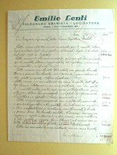 FATTURA COMMERCIALE - Emilio Lenti FALEGNAME EBANISTA LUCIDATORE Roma 1934
