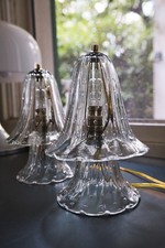 Set of 2 BAROVIER&TOSO Rare 40s MURANO Glass&Brass Table Lamps BUBBLE Decoration