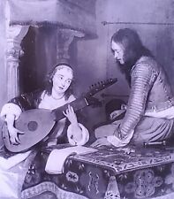 Lady Playing the Theorbo, Gerard ter Borch, Lanterna Magica Scivolo in Vetro