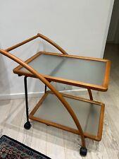 Carrello Da Salotto, Cucina Porta Oggetti E Porta Bevande In Noce E Vetro