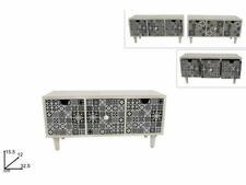 x Mobiletto Mini Cassettiera Legno Bianco Decoro Maioliche 3 Cassetti dfh