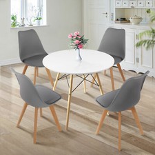 Set Tavolo da Pranzo Rotondo 80CM + Sedie Tulipano Gambe Legno Cucina Arredo Casa