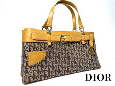 Dior Borsa a mano Tote Bag Trotter Denim Motivo Cintura Canva Vintage CD Autentica