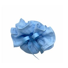 6X Fazzoletto Portaconfetti rouche cotone morbido CELESTE BOMBONIERA 15OD