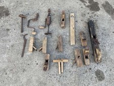 SET ATTREZZI ATTREZZATURE VINTAGE IN LEGNO DA FALEGNAME PER VETRINA COLLEZZIO...