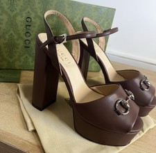 Tacchi donna Gucci marroni plateau taglia 37 (7) con scatola