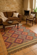 Tappeto Kilim 212x147 cm in lana artigianale – geometrico boho etnico