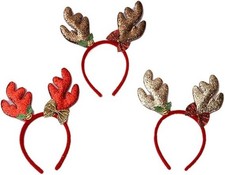 Set 3 pezzi cerchietto capelli renna Babbo Natale unisex festa renne passata