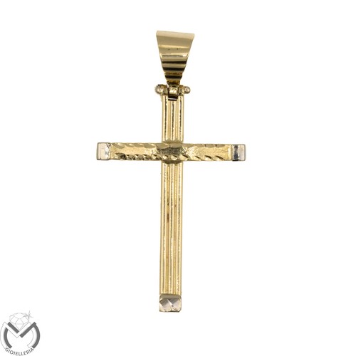 Croce oro giallo - bianco, 18