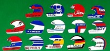 14 ADESIVI STICKER ALLUMINIO RIGIDO CASCHI PILOTI ANNI '70 '80 LAUDA VILLENEUVE