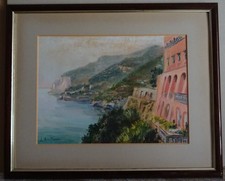 PAESAGGIO AMALFITANO - VECCHIO QUADRO DIPINTO AD OLIO