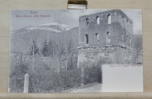 Vecchia cartolina aosta - aosta,, torre