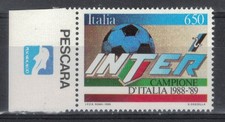 INTER SCUDETTO 1988-1989 NUOVO BORDO DI FOGLIO CON APPENDICE PESCARA ANNO 1989