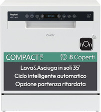 Rapido' CP 8F9FFW Lavastoviglie Compatta, 8 Coperti, 8 Programmi, Lavaggio E Asc