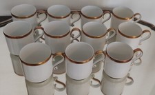 Heinrich (Bavaria) 11 Tazzine Da Caffè Porcellana Tedesca Oro Zecchino Perfette