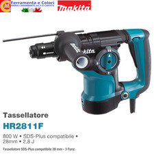 Trapano Tassellatore Elettrico MAKITA 3 Funzioni 800W SDS-PLUS 2,8J HR2811F