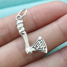 Ciondolo ascia vichinga argento sterling 925 tribale norreno celtico per collana