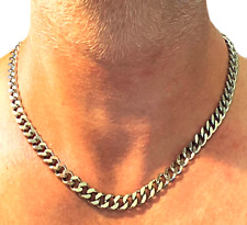 Collana catena in acciaio inox da uomo donna cubana lunga 45 cm x 8 mm punk rap