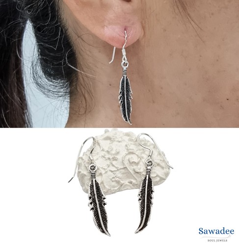 Orecchini con piuma argento - con,