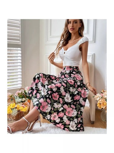 Gonna lunga donna morbida - , nero