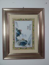 ANTICO PANNELLO PORCELLANA CINESE POLICROMA CINA EPOCA