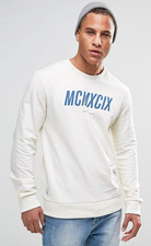 Felpa uomo WeSC 99 Roman Crew Loop Back taglia XS NUOVA CON ETICHETTE PREZZO AL PUBBLICO £60 invernale bianca