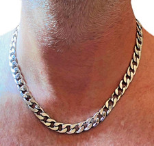 Collana catena in acciaio inox da uomo donna maglia cubana lunga 45 cm 10 mm rap