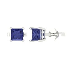 Orecchini a perno simulati in tanzanite per donna, spingere indietro (1 cttw, 4,5 mm, principessa)