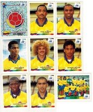 Francia 98 Panini Lotto 9 Stickers Colombia Badg Valderrama Asprilla Serna mai usati