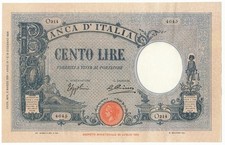 100 LIRE BARBETTI GRANDE B AZZURRO TESTINA FASCIO 02/03/1931 SPL