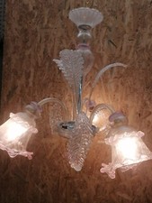Lampadario vetro di Murano a 3 luci + 2 abat jour.