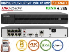 HIKVISION HWN-4108MH-8P NVR 4K HD 8CH 8MPX ONVIF POE H.265+ 80MBPS CLOUD P2P