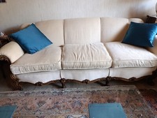 Divano e poltrona usati bianchi in tessuto