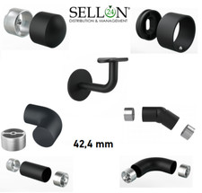 Acciaio Inox Endkappe Connettore Attacco da Parete 42,4 Legno Ringhiere Nero Ral