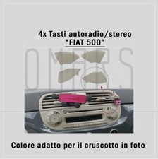 4x SET RICAMBIO TASTI PULSANTI INCASTRO STEREO FIAT 500 Colore simile originale