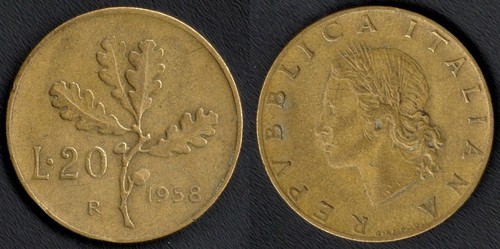 Italia lire 1958 - 20, lire,