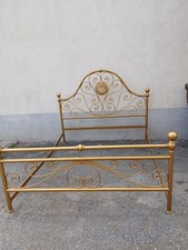 LETTO MATRIMONIALE FERRO A RICCIOLI - GROSSO SPESSORE - DORATO - 1940 EMILIA