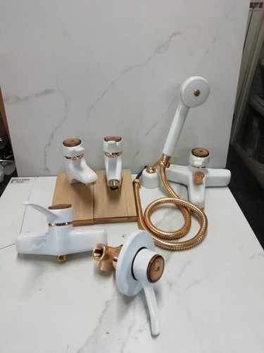 5pezzi bianco oro lavabo - bianco, oro: