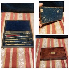Antico Conpasso Fine 800 Con Custodia In Legno +2 Goniometro Ottone Buono Stato